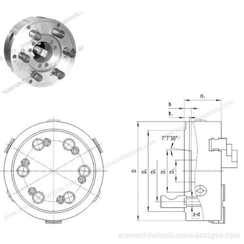 D Mount Style Three Jaw Self Centering Scroll Chucks